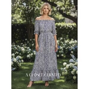 Baum Und Pferdgarten Abril Leopard Midi Dress 6 Blue